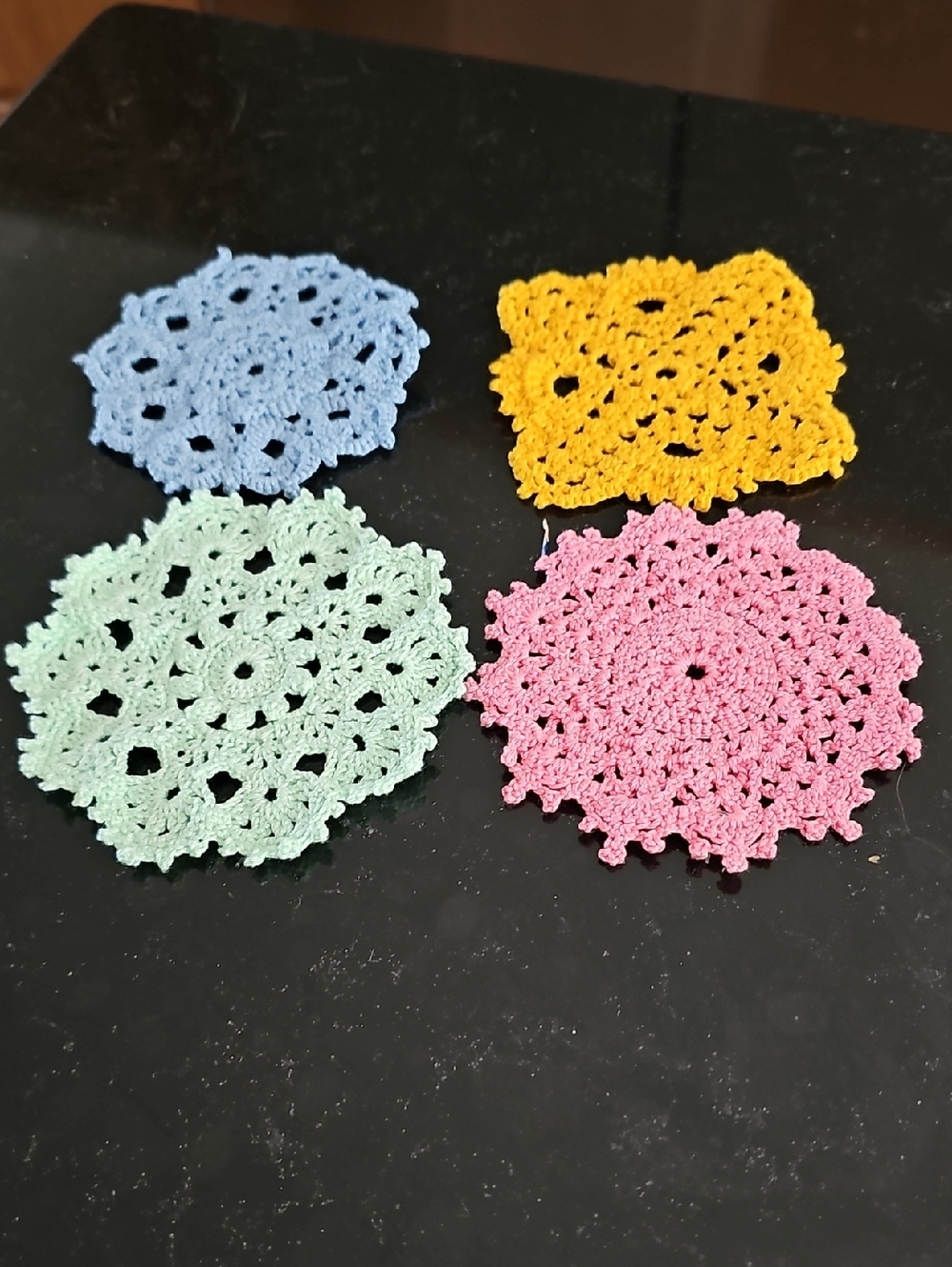 Handmade Crochet Doilies - Pink, Blue, Yellow, Green